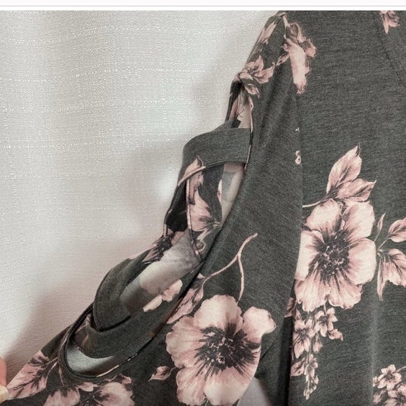 Lane Bryant Gray&Pink Floral Sweatshirt Dress Sz.14/16 - Picture 7 of 9